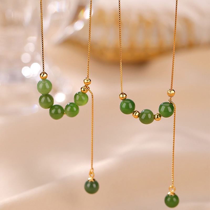 925 Sterling Silver Cyan Jade Beads Healing Necklace Pendant