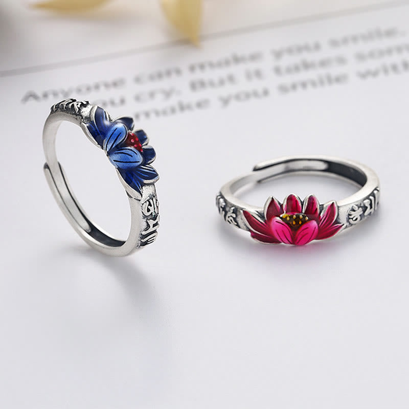 925 Sterling Silver Om Mani Padme Hum Lotus Relief Peace Ring