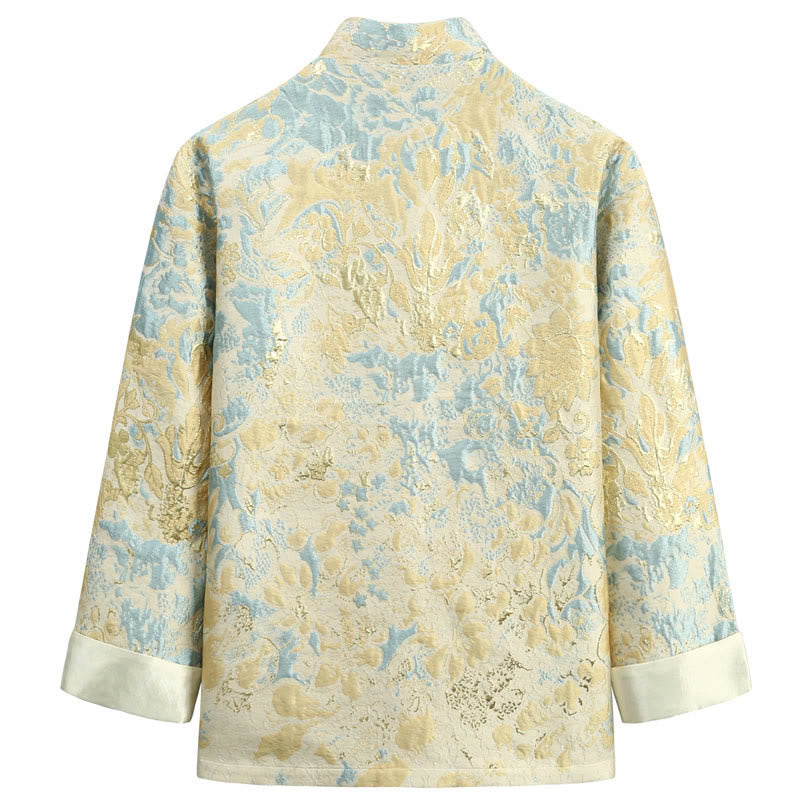 Chinese New Year Jacquard Embroidery Frog-button Tang Suit Men's Jacket Shirt With Pockets