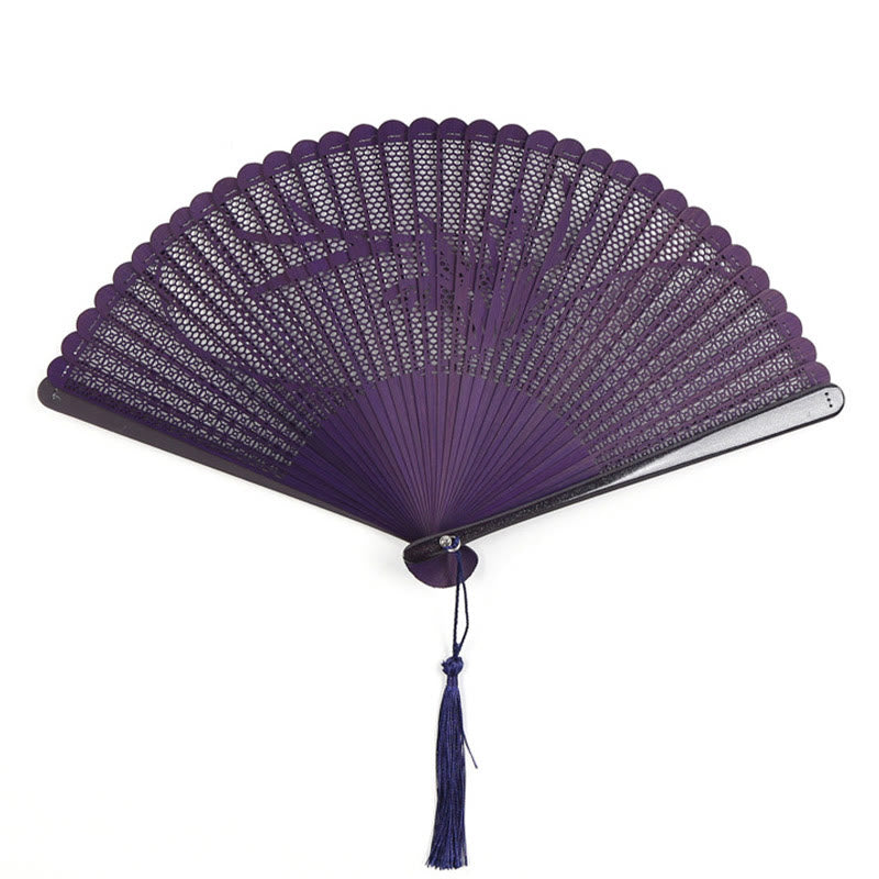 Retro Bamboo Hollow Engraving Handheld Bamboo Folding Fan