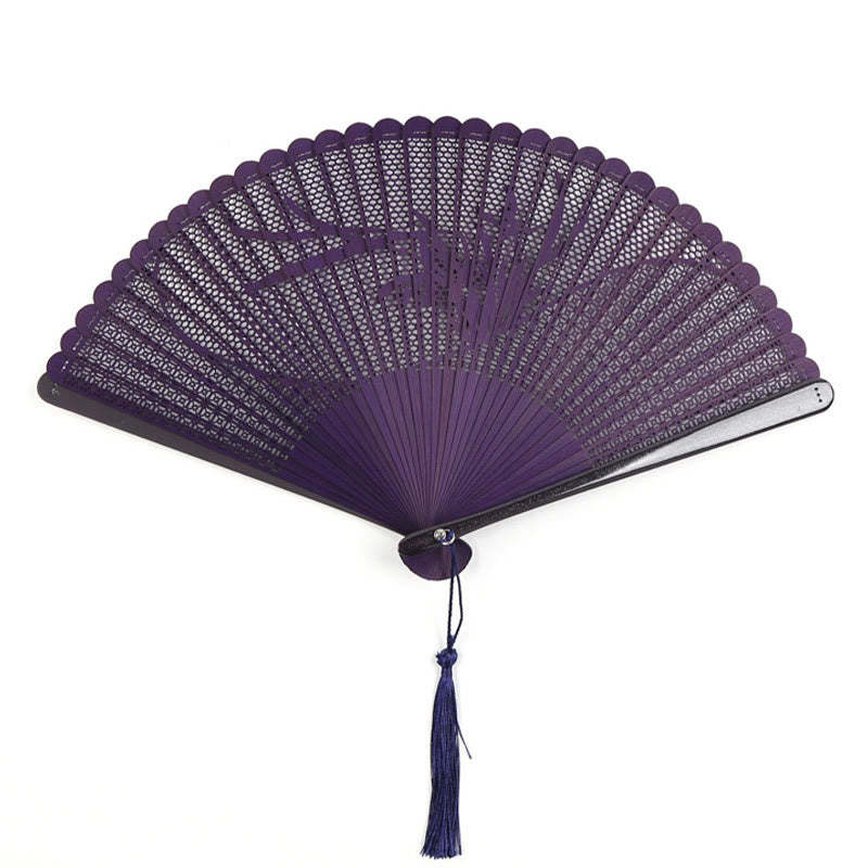 Retro Bamboo Hollow Engraving Handheld Bamboo Folding Fan