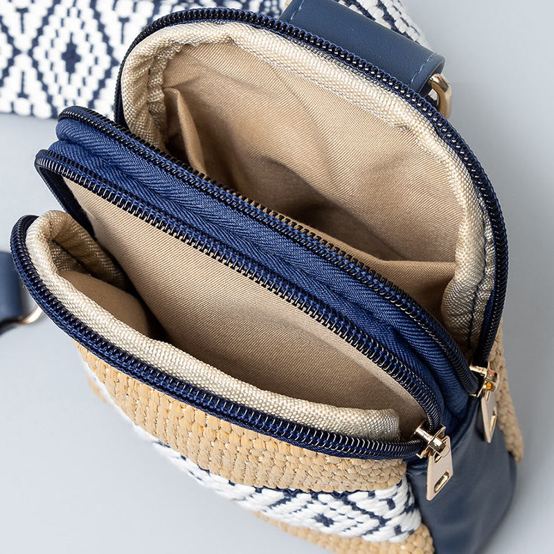 Small Geometry Straw Woven Crossbody Bag Shoulder Bag