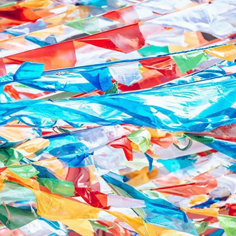Tibetan 5 Colors Windhorse Auspicious Outdoor 25 Pcs Prayer Flag