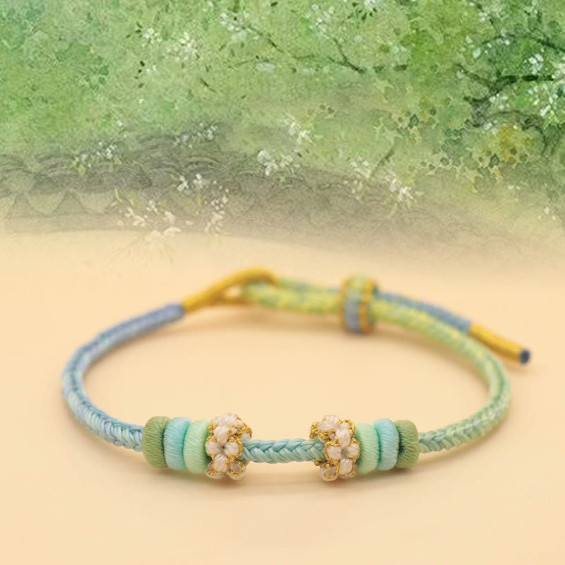 Handmade Eight Thread Peace Knot Peach Blossom Knot Luck Rope Braided Bracelet