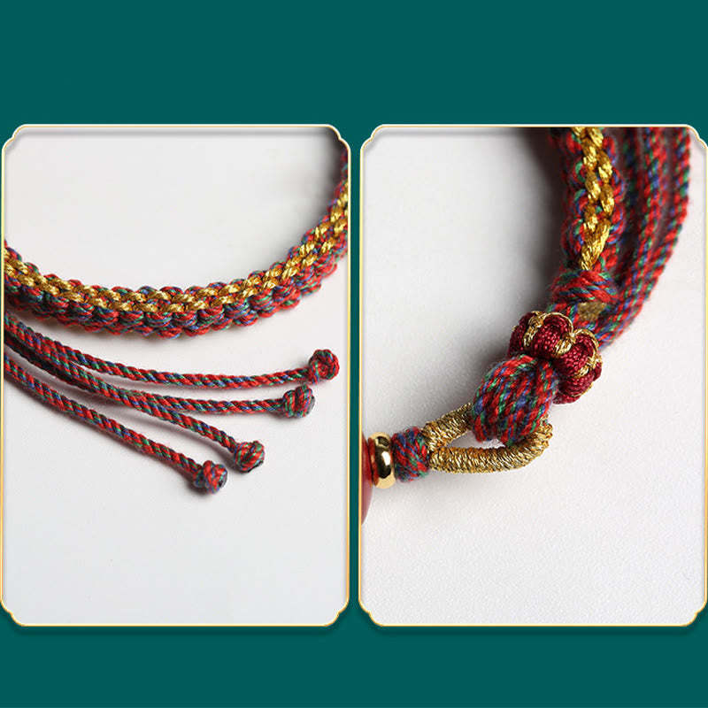 Colorful Rope Cinnabar Thangka Blessing Braided Bracelet