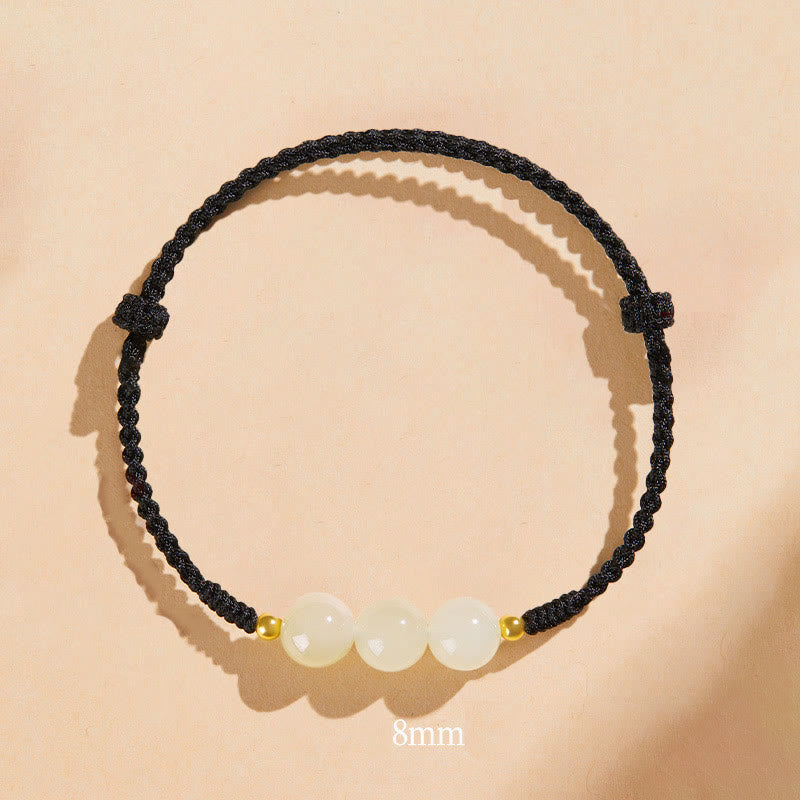 Handcrafted Round Jade Lucky Bead Prosperity Braided Bracelet