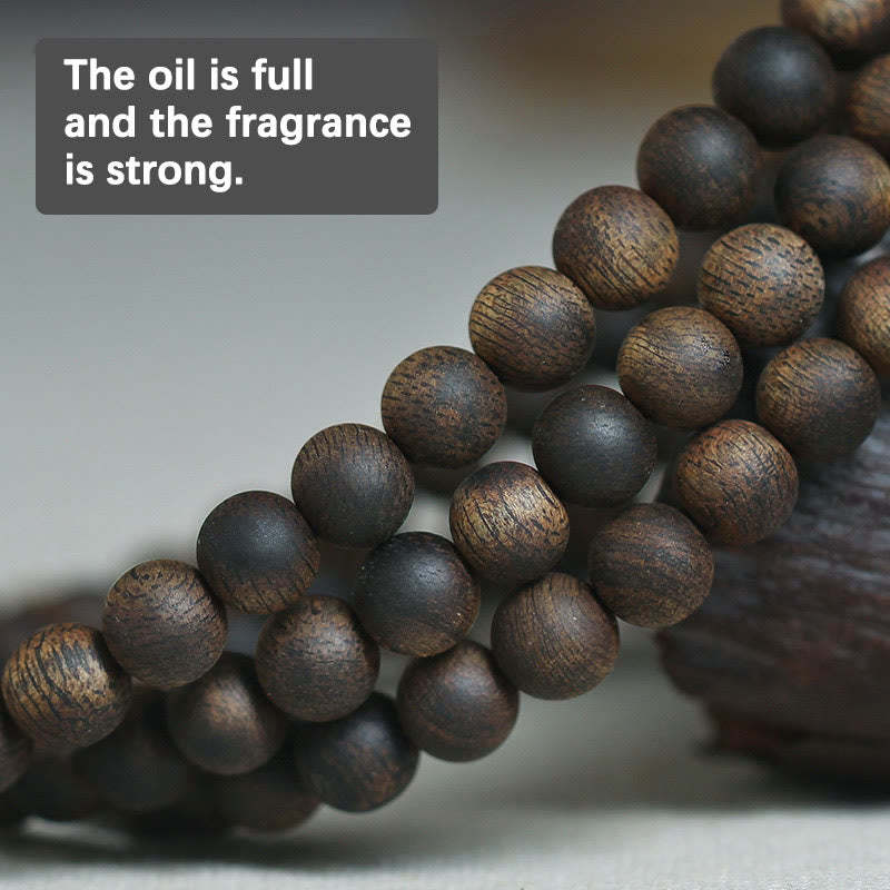 7mm 108 Mala Beads Nha Trang Qinan Agarwood Peace Strength Bracelet