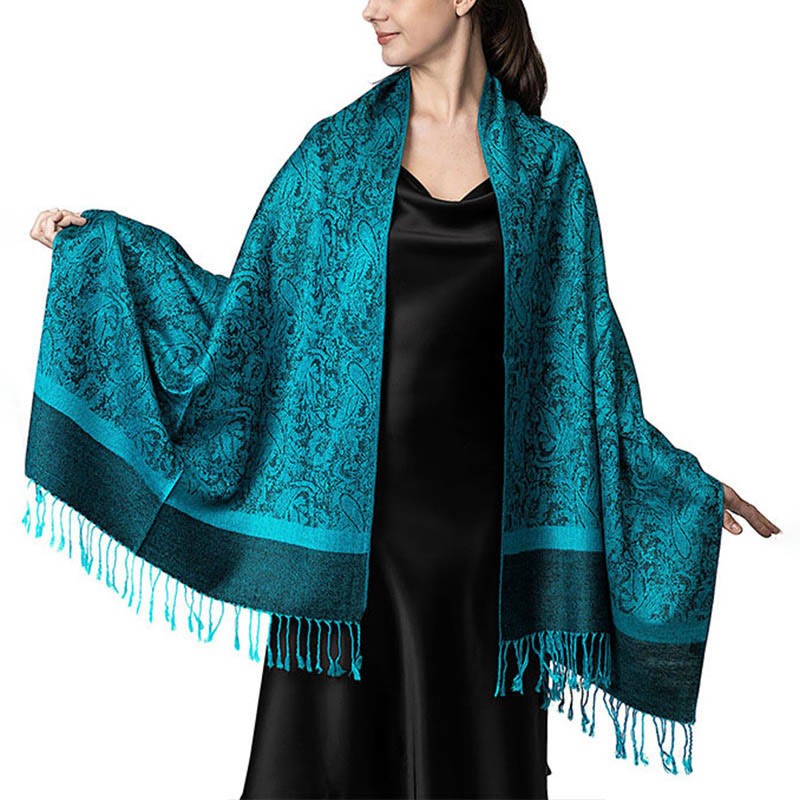 Tibetan Cashew Jacquard Tassels Shawl Spring Fall Winter Warm Cozy Scarf Wrap
