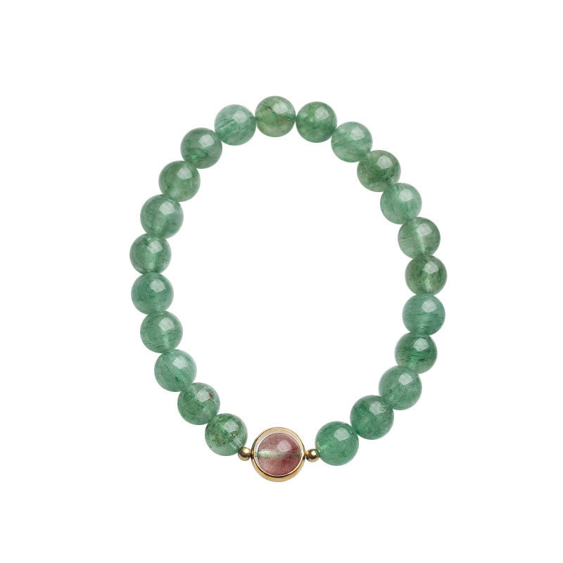 Natural Green Strawberry Quartz Soothing Beaded Bracelet