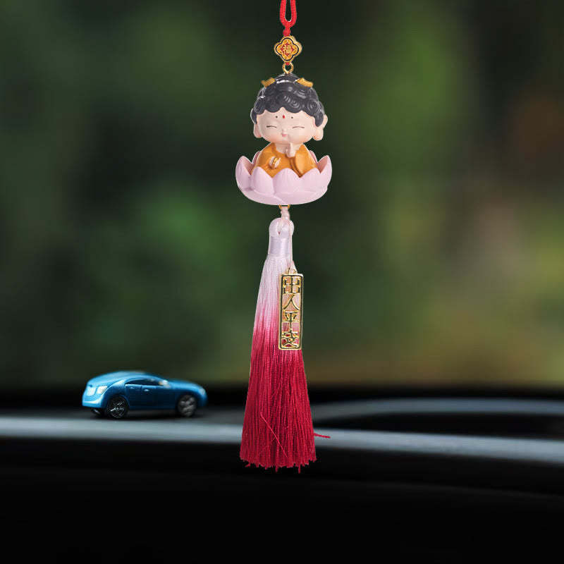 Lotus Avalokitesvara mystic zen Fu Character Wealth Car Hanging Decoration