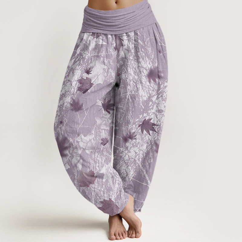 Maple Leaves And Branches Pattern Women's Elastic Waist Harem Pants