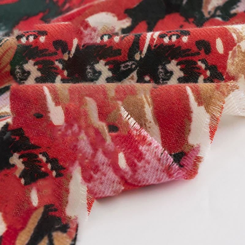 Tibetan Blooming Rose Peony Flower Print Shawl Fall Winter Cozy Warm Scarf Wrap