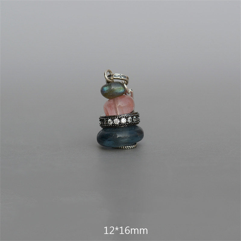 Zen Cairn Labradorite Various Crystals Calm Pendant Necklace