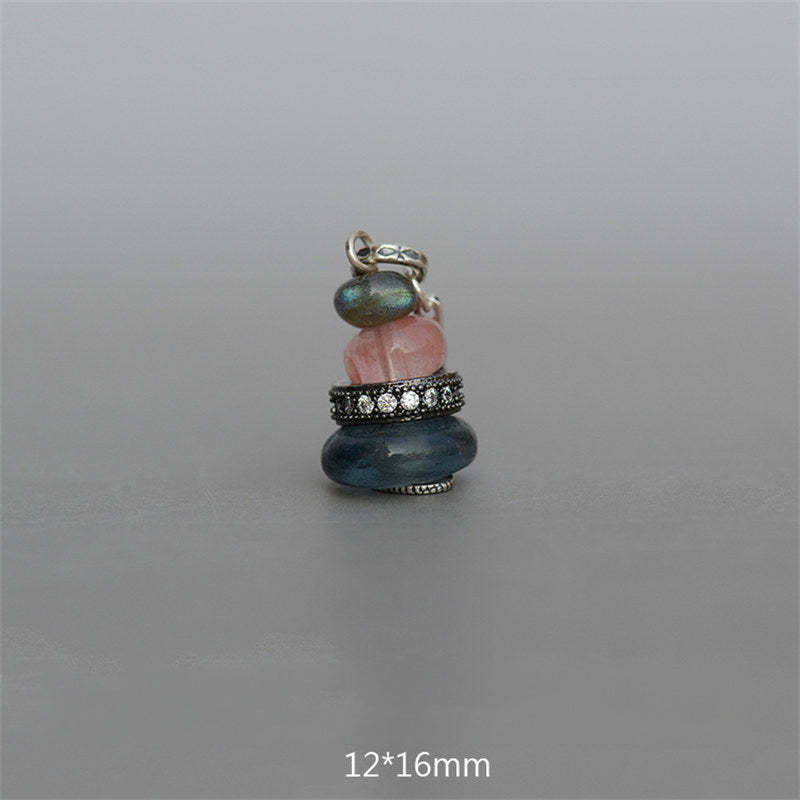 Zen Cairn Labradorite Various Crystals Calm Pendant Necklace