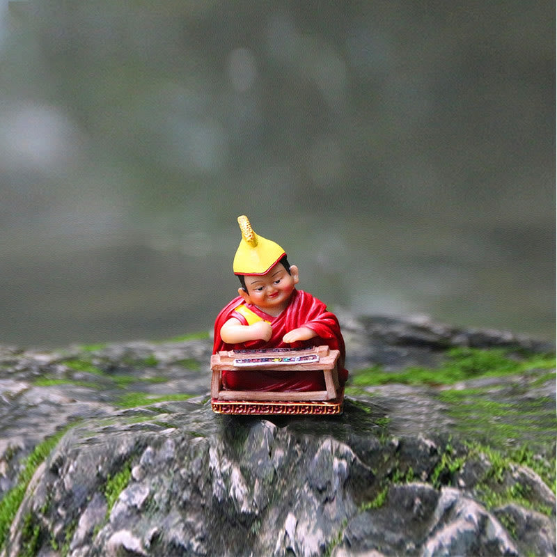 Hand Painted Tibetan Lama Figures Carved Creative Home Office Car Decoration Ornament