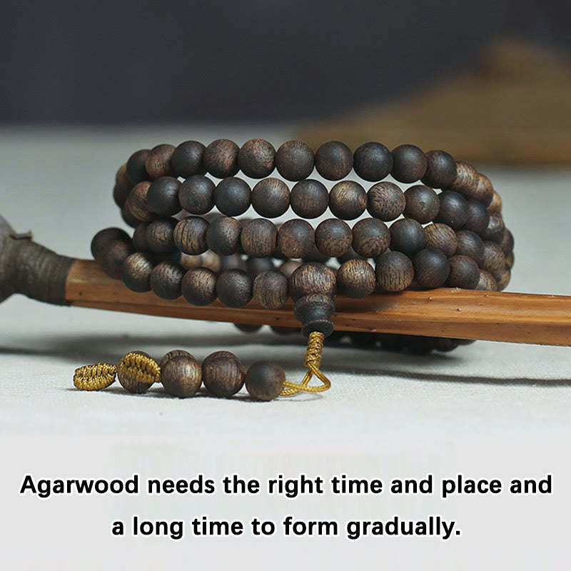 7mm 108 Mala Beads Nha Trang Qinan Agarwood Peace Strength Bracelet