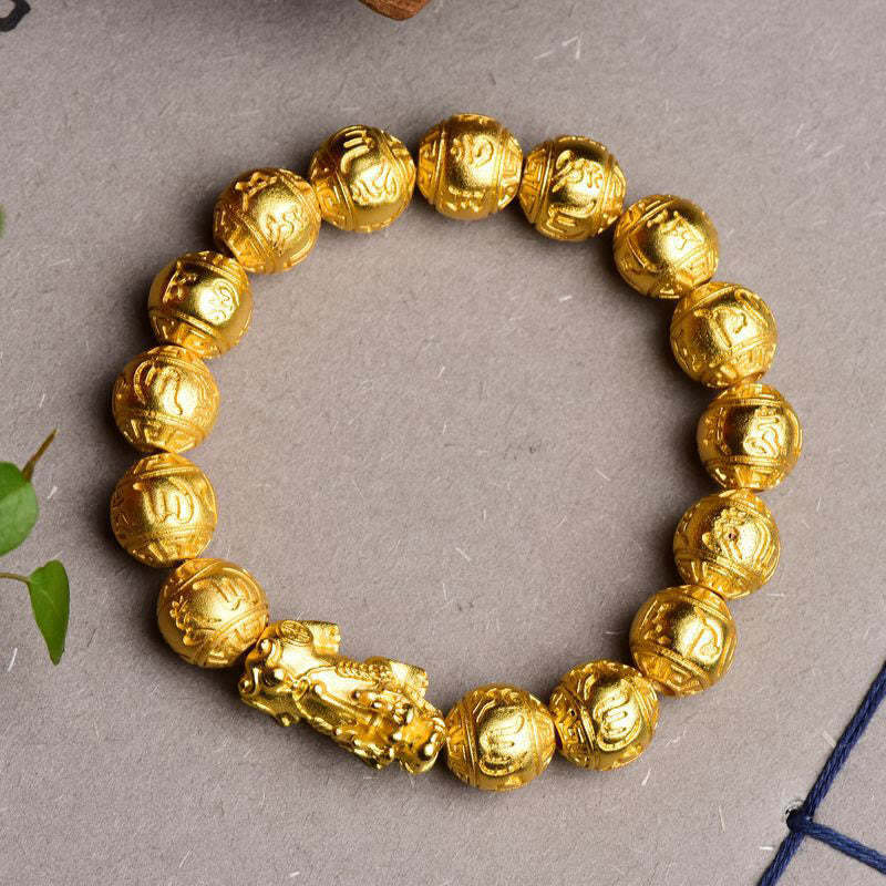 PiXiu Om Mani Padme Hum Carved Wealth Bracelet
