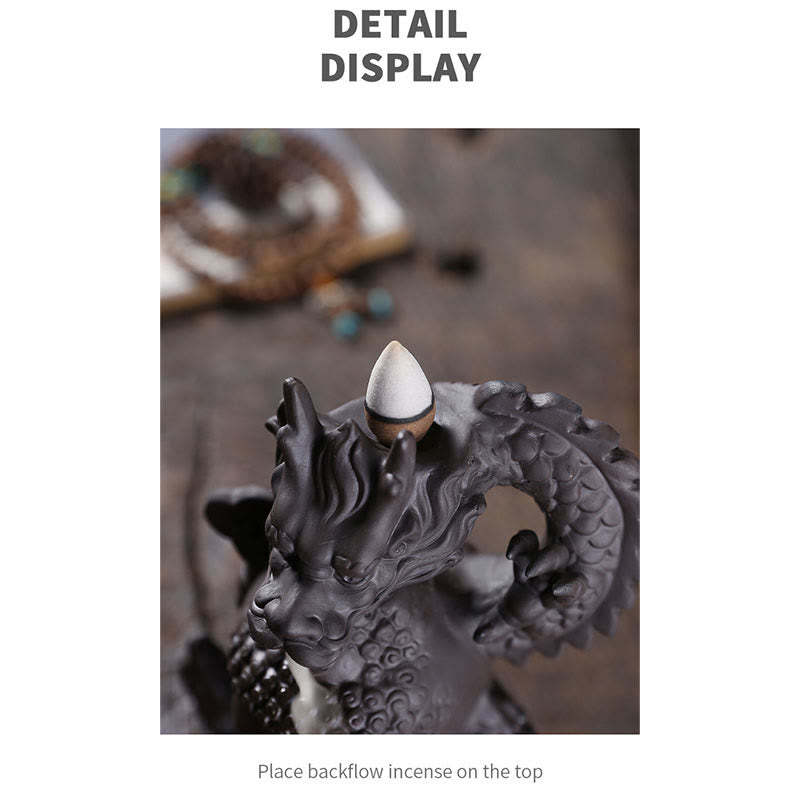 Dragon mystic zen Auspicious Clouds Purple Clay Healing Incense Burner Decoration