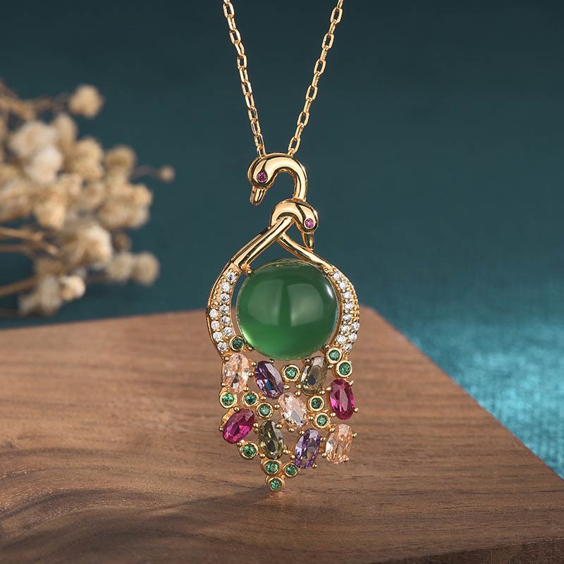 Cyan Jade Success Necklace Chain Pendant