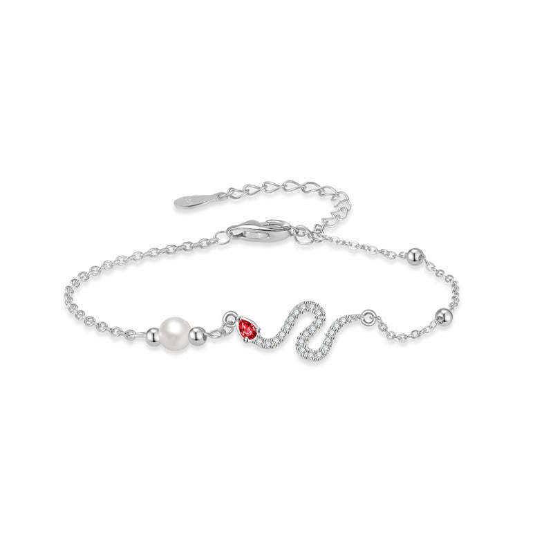 925 Sterling Silver Pearl Year Of The Snake Blessing Bracelet