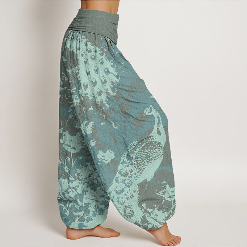 Casual Peacock Grassland Women's Elastic Waist Harem Pants