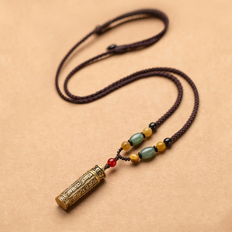 mystic zenstoneshop Tibet Om Mani Padme Hum Agate Shurangama Sutra Protection Necklace Pendant
