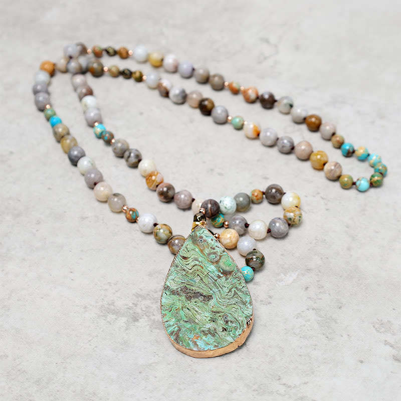 Natural Ocean Picasso Jasper Beaded Healing Neckace