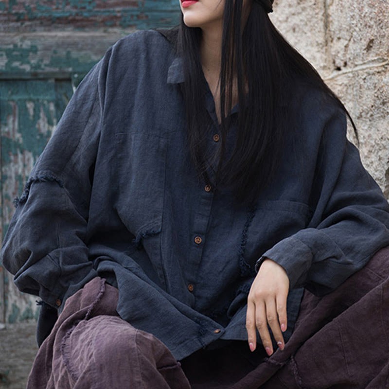 Irregular Splice Ramie Cotton Clothing