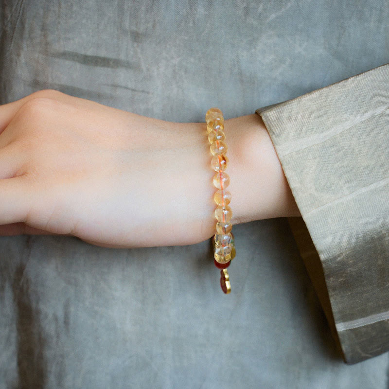 Natural Citrine Red Agate Green Chalcedony Protection Bracelet