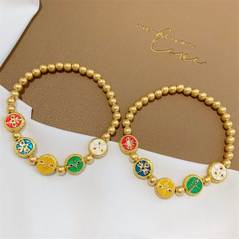 Tibetan Five God Of Wealth Copper Beads Luck Bracelet