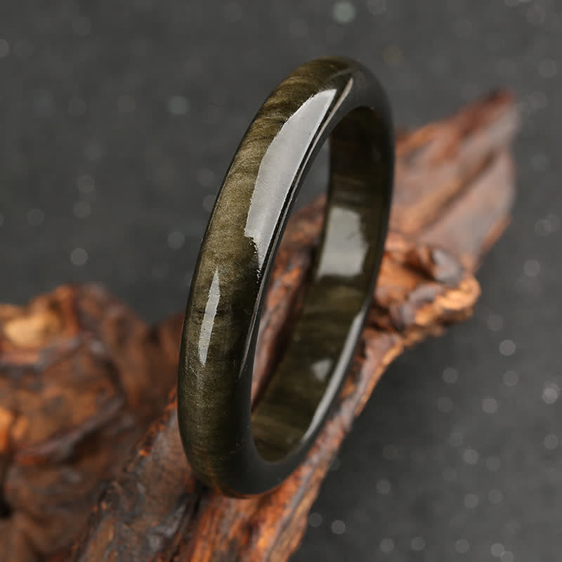 Gold Sheen Obsidian Silver Sheen Obsidian Protection Bracelet Bangle