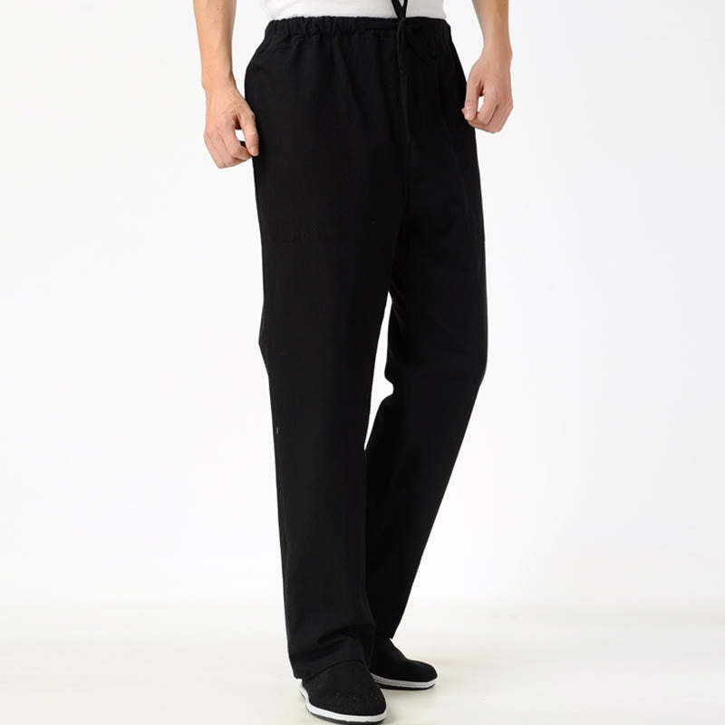 Fall Solid Color Men's Drawstring Pants With Pockets