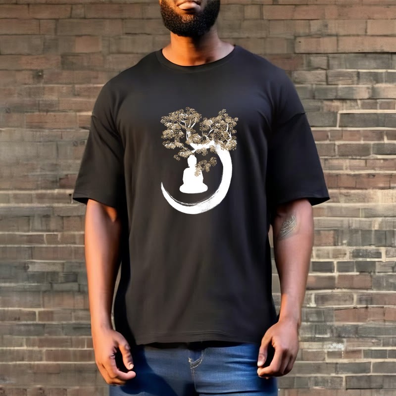 mystic zen Sitting Under The Tree Cotton Tee T-shirt