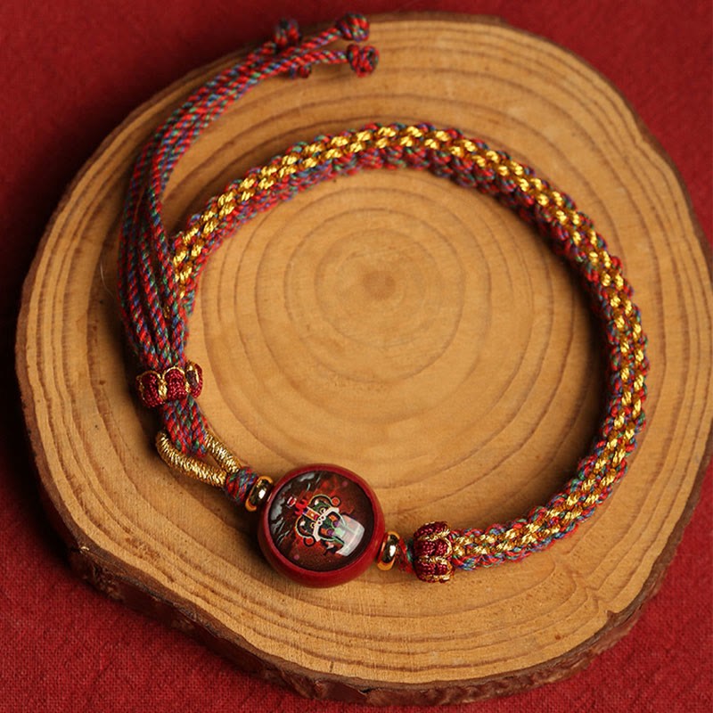 Colorful Rope Cinnabar Thangka Blessing Braided Bracelet
