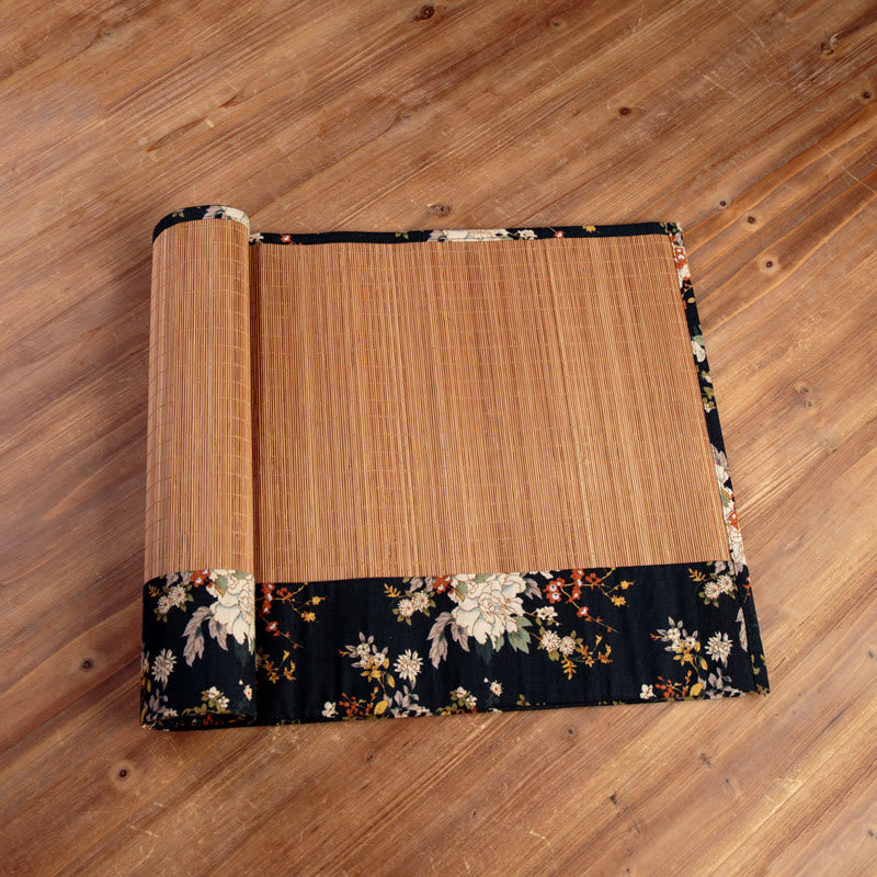 Vintage Peony Flower Blossom Bamboo Cup Mat Pad Tea Cup Coaster Kung Fu Tea Mat