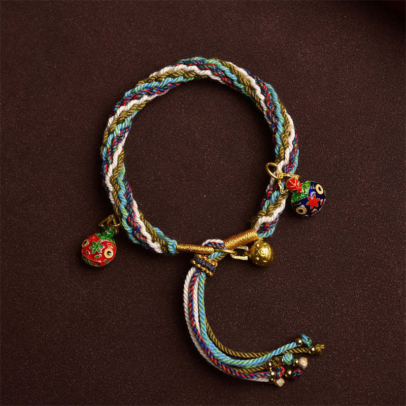 Handmade Gold Swallowing Beast Family Healing Reincarnation Knot Braid Bracelet