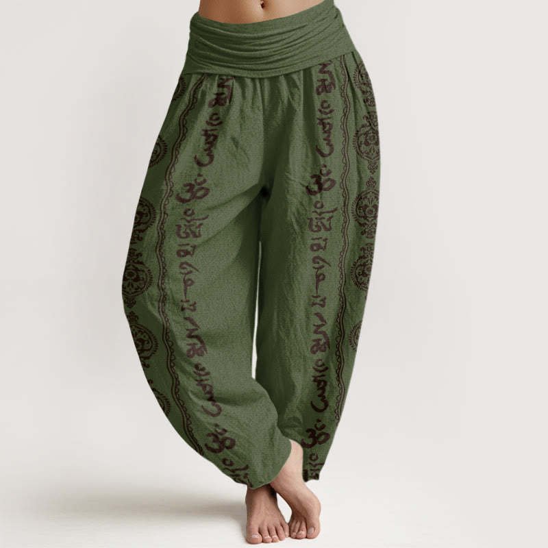 Mandala Om Mani Padme Hum Women's Elastic Waist Harem Pants