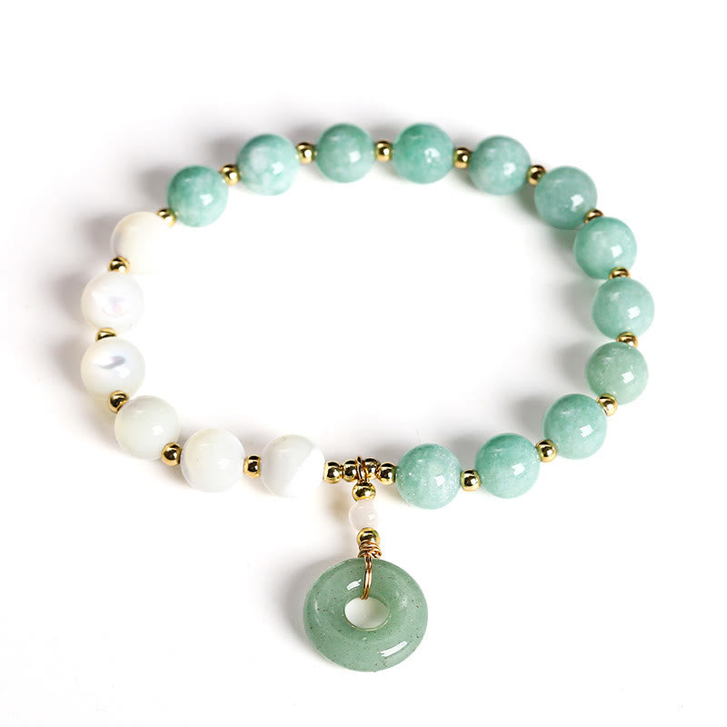 Jade Trochus Horseshoe Snail Peace Buckle Charm Abundance Bracelet