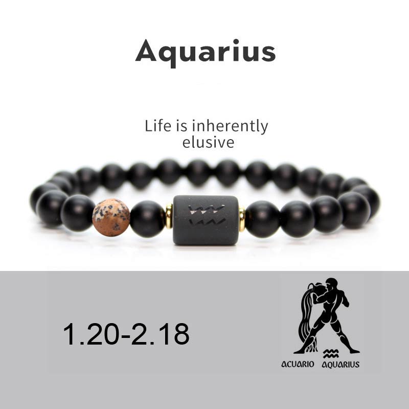 12  Constellations of the Zodiac Black Onyx Adjustable Bracelet