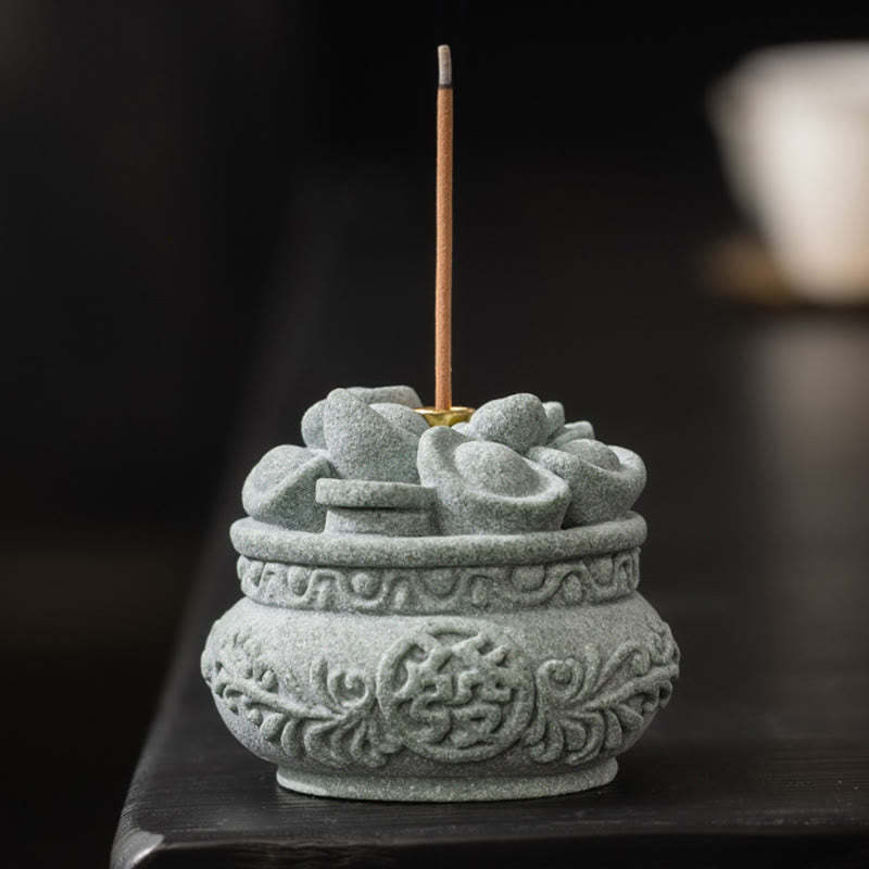 Chinese Character Fu Ingots Healing Incense Burner Desk Decoration