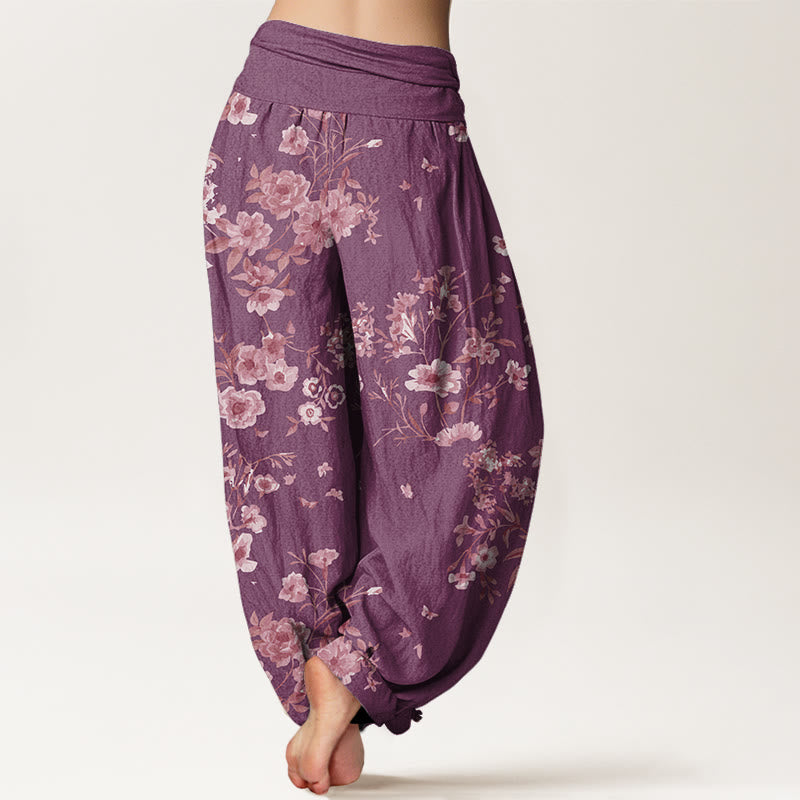 Summer Bohemian Floral Pattern Women's Elastic Waist Harem Pants