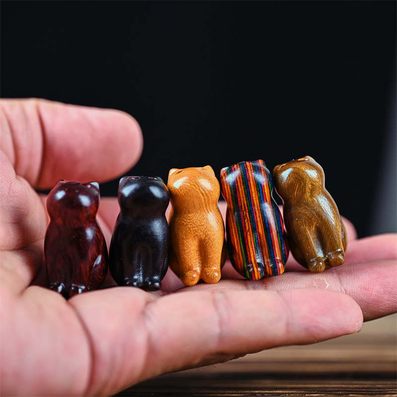 Small Leaf Red Sandalwood Ebony Wood Sandalwood Green Sandalwood Lucky Mini Cat Deer Sooth Phone Hanging Decoration