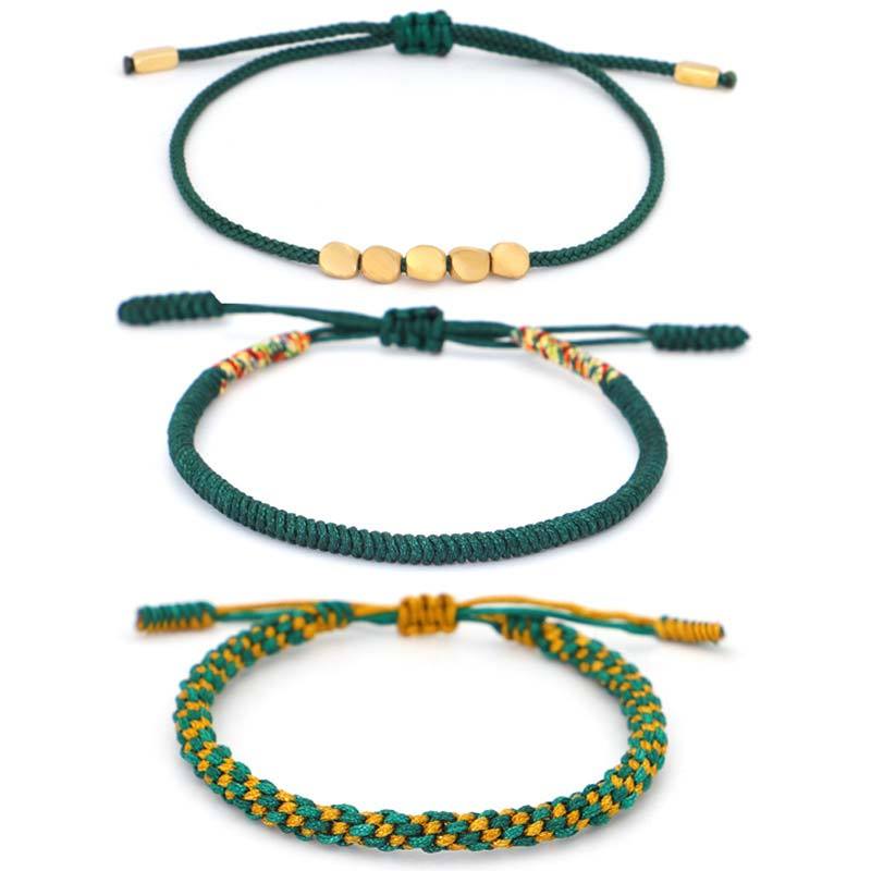 3 PCS Tibetan Copper Beads Healing Protection Luck Bracelet Set