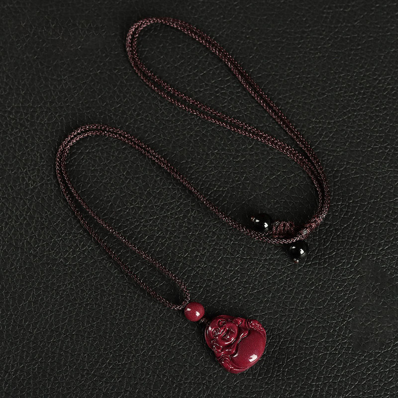 Laughing mystic zen Cinnabar Blessing Necklace Pendant Phone Hanging Decoration Key Chain