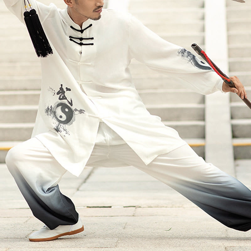 2Pcs Yin Yang Frog-Button Meditation Prayer Spiritual Zen Tai Chi Qigong Practice Unisex Clothing Set