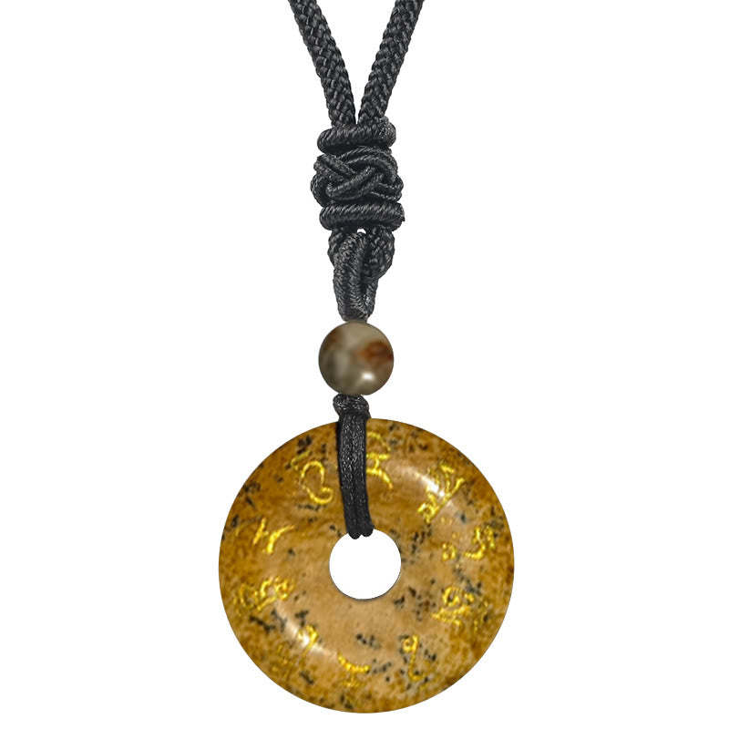 Green Tara Mantra Natural Various Crystal Black Obsidian Fulfilment Necklace Pendant