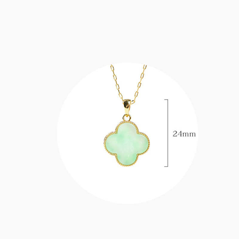 Four Leaf Clover Jade Pattern Luck Necklace Pendant