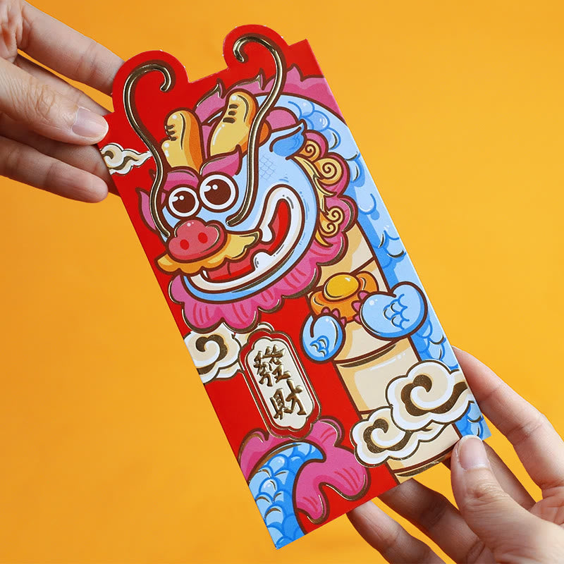 6Pcs Chinese Red Envelope Year of the Dragon Lucky Money Envelopes Auspicious Dragon Design 2024 Chinese New Year Dragon Year Envelope