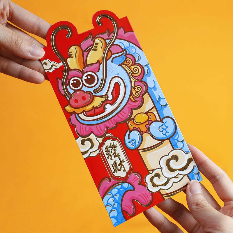 6Pcs Chinese Red Envelope Year of the Dragon Lucky Money Envelopes Auspicious Dragon Design 2024 Chinese New Year Dragon Year Envelope