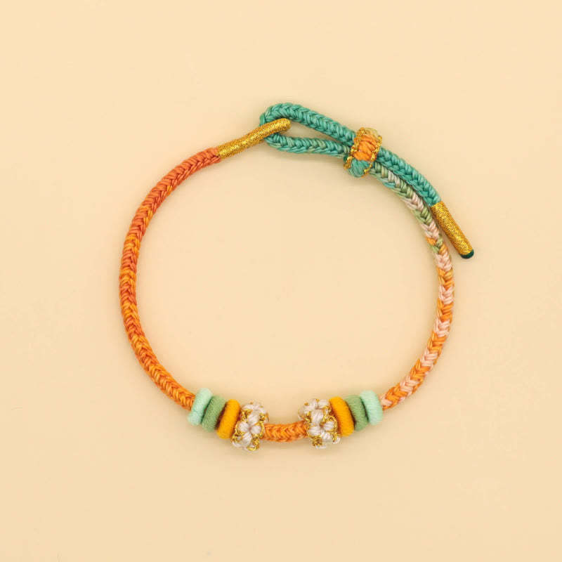Handmade Eight Thread Peace Knot Peach Blossom Knot Luck Rope Braided Bracelet